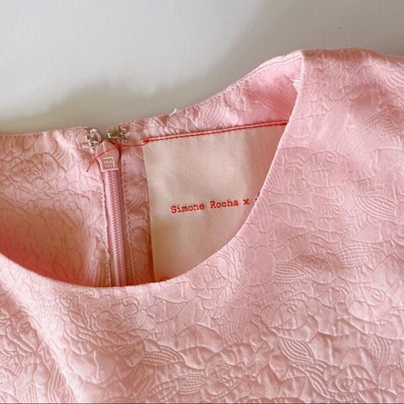 Simone Rocha x H&M Short Cloqué Mini Fit & Flare Dress Pink M - Picture 6 of 12